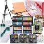 MEEDEN 148-Piece Deluxe Artist Painting Set with Aluminum and Solid Beech Wood Easel, Paint, Stretched Canvas and Accessories, Art Paint Supplies for Artists, Beginner & Adults