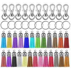 Selizo 150Pcs Swivel Hooks with Key Rings and Tassels Bulk for Keychain Crafts