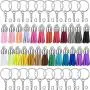 300 Pieces Keychain Making Kit, 100 Leather Keychain Tassels Bulk with 100 Keychain Rings with Chain and 100 Jump Rings for Christmas DIY Keychain Acrylic Crafts 300 Pieces Keychain Making Kit, 100 Leather Keychain Tassels Bulk with 100 Keychain Rings with Chain and 100 Jump Rings for Christmas DIY Keychain Acrylic Crafts