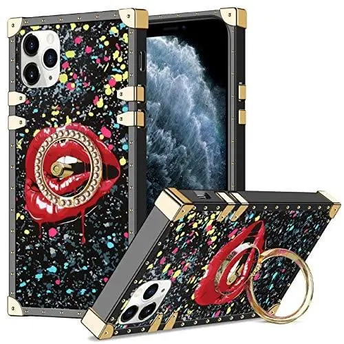 Wollony for iPhone 11 Pro Max Case with Ring Holder Square Edge for Women Retro Flower Soft Protective Kickstand Case Metal Reinforced Corners Shockproof Cover for iPhone 11 Pro Max 6.5'' Black Lips Wollony for iPhone 11 Pro Max Case with Ring Holder Square Edge for Women Retro Flower Soft Protective Kickstand Case Metal Reinforced Corners Shockproof Cover for iPhone 11 Pro Max 6.5'' Black Lips
