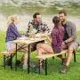 HOMGX 3-Piece Picnic Table, 70’’ Folding Picnic Table with Benches, Outdoor Portable Wooden Picnic Table, Picnic Beer Table Set with Stable Metal Frame, Camping Picnic Table for Garden, Patio HOMGX 3-Piece Picnic Table, 70’’ Folding Picnic Table with Benches, Outdoor Portable Wooden Picnic Table, Picnic Beer Table Set with Stable Metal Frame, Camping Picnic Table for Garden, Patio