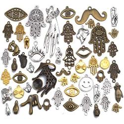 Assorted Human Body Parts Charms, 100g(About 40-60 Pieces) Hand Eye Footprint Moustache Tooth Lip Smile Face Pendants Craft Supplies Jewelry Findings for DIY Necklace Bracelet