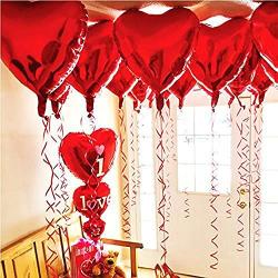 BinaryABC Foil Balloons,LOVE Heart Shape Helium Valentines Wedding Birthday Party Decorations,Approx,45cm,10 pieces(Red)