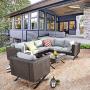 PatioFestival Metal Outdoor Side Coffee Table Patio Bistro Furniture Table Dining Table Rattan Wicker with Steel X-Leg