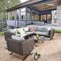 PatioFestival Metal Outdoor Side Coffee Table Patio Bistro Furniture Table Dining Table Rattan Wicker with Steel X-Leg