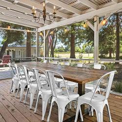 Yaheetech Metal Dining Chairs Indoor/Outdoor Coffee Kitchen Chairs Stackable Chic Dining Bistro Cafe Side Chairs Set of 4, Distressed White