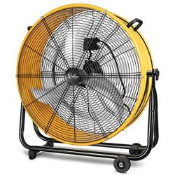 Simple Deluxe 3 Speed Circulation for Industrial, Commercial, Residential, and Shop Use 24 Inch High Velocity Air Movement Heavy Duty Metal Drum Fan, Yellow