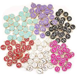 156 Pcs Mixed Letter Beads Enamel Metal Letter Charms Double Sided Initial Pendant A-Z Alphabet Charm for Necklace Bracelet Jewelry Making (M531-156pcs)