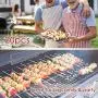HaSteeL 22 Packs Kabob Skewers for Grilling, 15.7” Flat Metal Kabob Sticks with Storage Bag, Reusable 20Pcs Stainless Steel Long Skewers & 1 Basting Brush for Shish Kabobs, Meat, Vegetable, Shrimp