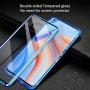 Jonwelsy Magnetic Adsorption Case for Samsung Galaxy A42, 360 Degree Front and Back Clear Tempered Glass Flip Cover, Metal Bumper Frame for Samsung Galaxy A42 (Blue)