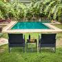 Viewee 3 Pieces Patio Rattan Sets, Modern Outdoor Furniture with 2 PE Rattan Chairs, 2 Thicker Cushions and 1 Square Metal Side Table for Indoor and Outdoor Porches, Decks and Balconies