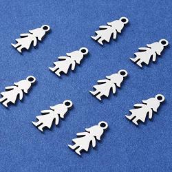 Airssory 10 Pieces 304 Stainless Steel Metal Girl Charms Silhouette Female Figure Charming Pendant for Girlfriend Boyfriend Bracelet Necklace Earrings Jewelry Making DIY Findings - 14mm