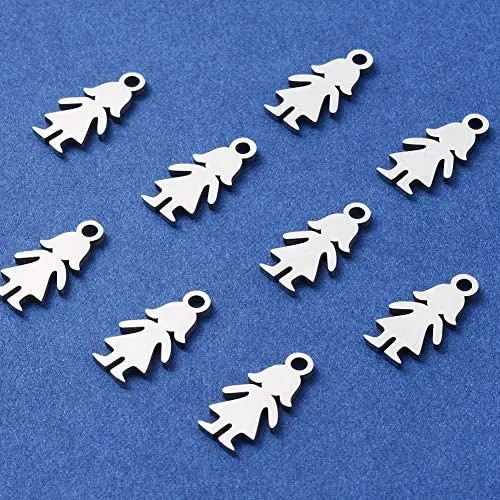 Airssory 10 Pieces 304 Stainless Steel Metal Girl Charms Silhouette Female Figure Charming Pendant for Girlfriend Boyfriend Bracelet Necklace Earrings Jewelry Making DIY Findings - 14mm Airssory 10 Pieces 304 Stainless Steel Metal Girl Charms Silhouette Female Figure Charming Pendant for Girlfriend Boyfriend Bracelet Necklace Earrings Jewelry Making DIY Findings - 14mm