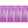 Sumind 4 Pack Foil Curtains Metallic Fringe Curtains Shimmer Curtain for Birthday Wedding Party Christmas Decorations (Rose Red)