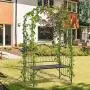 Outsunny Outdoor Garden Arbor Arch Steel Metal with Bench Seat - Black Outsunny Outdoor Garden Arbor Arch Steel Metal with Bench Seat - Black