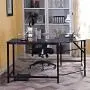 DlandHome L-Shaped Computer Desk 59 inches x 59 inches, Composite Wood and Metal, Home Office PC Laptop Study Workstation Corner Table with CPU Stand, Black and Black Legs, ZJ02-BB