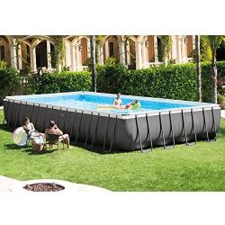 Intex 32ft X 16ft X 52in Ultra Frame Rectangular Pool Set with Sand Filter Pump, Ladder, Ground Cloth and Pool Cover