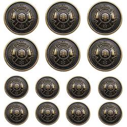 YaHoGa 14 Pieces Antique Metal Buttons 15mm 20mm Blazer Buttons Set for Blazers, Suits, Sport Coat, Uniform, Jackets (MB20170)