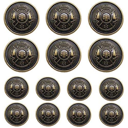 YaHoGa 14 Pieces Antique Metal Buttons 15mm 20mm Blazer Buttons Set for Blazers, Suits, Sport Coat, Uniform, Jackets (MB20170)