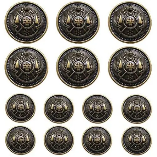YaHoGa 14 Pieces Antique Metal Buttons 15mm 20mm Blazer Buttons Set for Blazers, Suits, Sport Coat, Uniform, Jackets (MB20170)