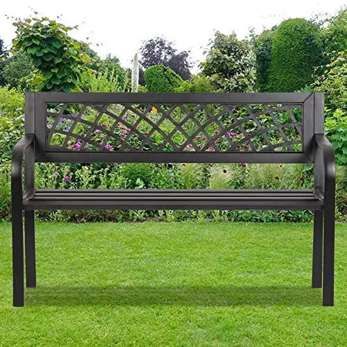 Patio Park Garden Bench Outdoor Metal Benches,400 lbs Cast Iron Steel Frame Chair w/PVC Mesh Pattern - for Park Yard Front Porch Path Yard Lawn Decor Deck Furniture,Black Patio Park Garden Bench Outdoor Metal Benches,400 lbs Cast Iron Steel Frame Chair w/PVC Mesh Pattern - for Park Yard Front Porch Path Yard Lawn Decor Deck Furniture,Black