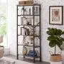 Hombazaar 6-Tier Tall Bookshelf, Vintage Industrial Metal Bookcase Display Rack and Storage Organizer for Living Room, Grey Oak Hombazaar 6-Tier Tall Bookshelf, Vintage Industrial Metal Bookcase Display Rack and Storage Organizer for Living Room, Grey Oak