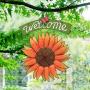 E-view Sunflower Welcome Sign Decorative Vintage Metal Wall Hanging Home Garden Decor - Welcome Plaque for Front Door, Garden Themed Sunflower & Butterfly