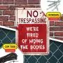 Funny Warning Sign No Trespassing We are Tired of Hiding The Bodies, 10” x 14” Industrial Grade Aluminum, Easy Mounting, Rust-Free/Fade Resistance, Indoor/Outdoor, USA Made by MY SIGN CENTER