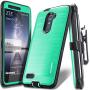 COVRWARE [Iron Tank] case Compatible with ZTE ZMAX PRO/ZTE Carry, with Built-in [Screen Protector] Full-Body Rugged Holster Armor Case [Brushed Metal Texture Design][Belt Clip][Kickstand], Teal