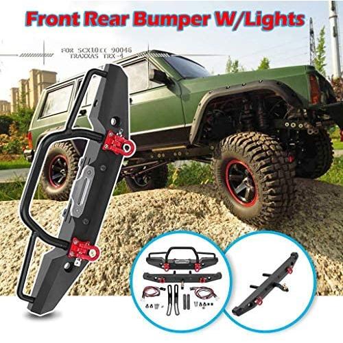Rc Car Part, Front Rear Bumper Part W/Lights for Rc Crawler Car Traxxas TRX-4 Scx10Ii 90046, Front and Rear Metal Bumpers with Climbing Lights Rc Car Part, Front Rear Bumper Part W/Lights for Rc Crawler Car Traxxas TRX-4 Scx10Ii 90046, Front and Rear Metal Bumpers with Climbing Lights