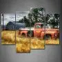 Old Truck Car Wall Art in Red and Trees and Dry Grasses in Field Wall Decor Painting Pictures Print On Canvas The Picture for Home Modern Decoration Old Truck Car Wall Art in Red and Trees and Dry Grasses in Field Wall Decor Painting Pictures Print On Canvas The Picture for Home Modern Decoration