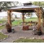 Sunjoy A102008500 Chapman 10x10 ft. Cedar Framed Gazebo with Steel 2-Tier Hip Roof Hardtop, Brown