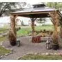 Sunjoy A102008500 Chapman 10x10 ft. Cedar Framed Gazebo with Steel 2-Tier Hip Roof Hardtop, Brown Sunjoy A102008500 Chapman 10x10 ft. Cedar Framed Gazebo with Steel 2-Tier Hip Roof Hardtop, Brown