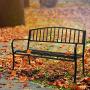 VINGLI 51'' Patio Outdoor Metal Bench,Powder Coated Cast Iron Steel Vertical Grid Design for Garden Path Yard Lawn Work Entryway Decor Deck, Black