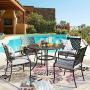 Top Space Metal Dining Chair Indoor Outdoor Use Patio Dinning Chairs Set,Dining Bistro Cafe Side Metal Chairs Set of 4 with Arms and Seat Cushions(4 PC, Grey)