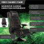 X Rocker Pro Series 2.1 Vibrating Black Leather Foldable Video Gaming Chair with Pedestal Base and Headrest for Adult, Teen, and Kid Gamers - High Tech Audio and Wireless Capacity - Ergonomic Back Support