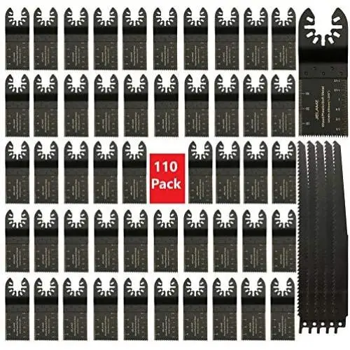 110 PC Wood Plastic Soft-Metal Oscillating Multi Tool Saw Blades and Reciprocating Saw Blade Compatible with Dewalt, Milwaukee, Rockwell, Craftsman, and More