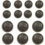 14 Piece Vintage Antique Brass (Bronze) Metal Blazer Button Set - Kings Crowned, Vine Crest - for Blazer, Suits, Sport 14 Piece Vintage Antique Brass (Bronze) Metal Blazer Button Set - Kings Crowned, Vine Crest - for Blazer, Suits, Sport