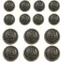 14 Piece Vintage Antique Brass (Bronze) Metal Blazer Button Set - Kings Crowned, Vine Crest - for Blazer, Suits, Sport