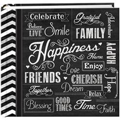 Pioneer Photo Albums EV-246CHLK/H 200-Pocket Chalkboard Printed Happiness Theme Photo Album for 4 by 6-Inch Prints