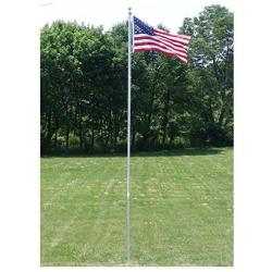 Super Tough Heavy Duty 20 Foot Residential Flagpole and US Made Valley Forge Nylon Flag