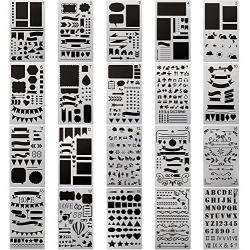 20 PCS Journal Stencil Plastic Planner Set for Journal Notebook Diary Scrapbook DIY Drawing Template Journal Stencils 4x7 Inch