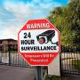 Signs Authority Reflective Warning 24 Hour Surveillance No Trespassing Metal Sign for Home Business Video Security CCTV Camera 12” by 12” Aluminum