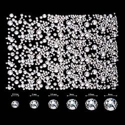 TecUnite 2000 Pieces Flat Back Gems Round Crystal Rhinestones 6 Sizes (1.5-6 mm) with Pick Up Tweezer and Rhinestones Picking Pen for Crafts Nail Face Art Clothes Shoes Bags DIY (Clear)