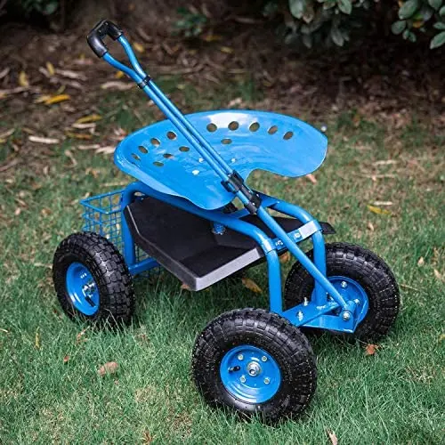 Peach Tree Garden Cart Rolling Work Seat Outdoor Utility Lawn Yard Patio Wagon Scooter for Planting, Adjustable Handle 360 Degree Swivel Seat Blue Peach Tree Garden Cart Rolling Work Seat Outdoor Utility Lawn Yard Patio Wagon Scooter for Planting, Adjustable Handle 360 Degree Swivel Seat Blue