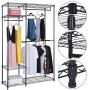Heavy Duty Clothing Garment Rack Wire Shelving Closet Clothes Stand Rack Double Rod Wardrobe Metal Storage Rack Freestanding Cloth Armoire Organizer (1 Pack)