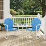 Crosley Furniture Griffith 3-Piece Metal Outdoor Conversation Set with Table and 2 Chairs - Sky Blue