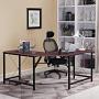 DlandHome L-Shaped Computer Desk 59 inches x 59 inches, Composite Wood and Metal, Home Office PC Laptop Study Workstation Corner Table with CPU Stand, ZJ02-WB Walnut and Black Legs, 1 Pack