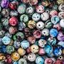 Quefe 500pcs Acrylic Beads for Jewelry Making Loose Beads in Ink Patterns with 50pcs Spacer Beads and Crystal String for Bracelets Making (8mm)