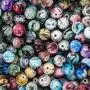 Quefe 500pcs Acrylic Beads for Jewelry Making Loose Beads in Ink Patterns with 50pcs Spacer Beads and Crystal String for Bracelets Making (8mm)